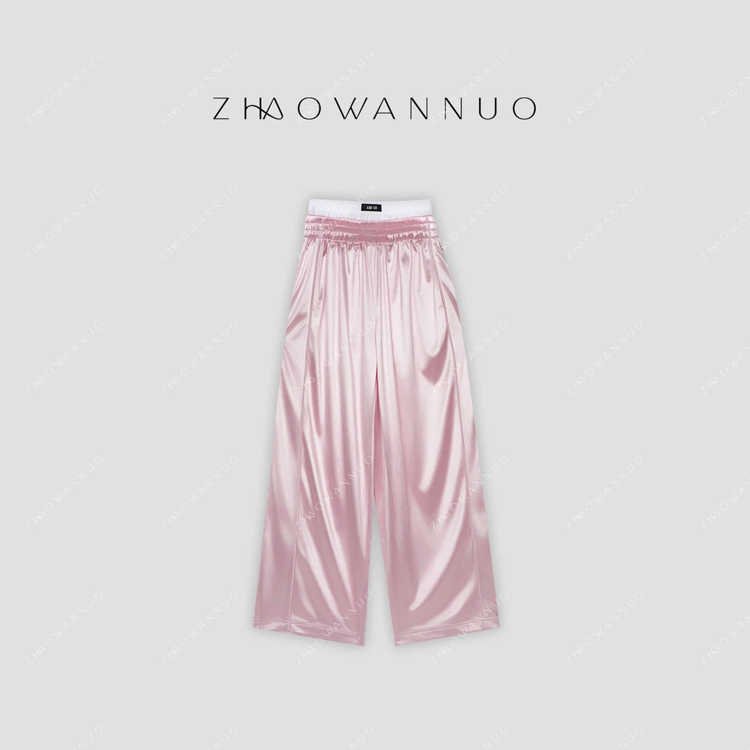 ZHAO WANNUO 丨 25新款双腰头粉色减龄显瘦运动休闲裤NC0640