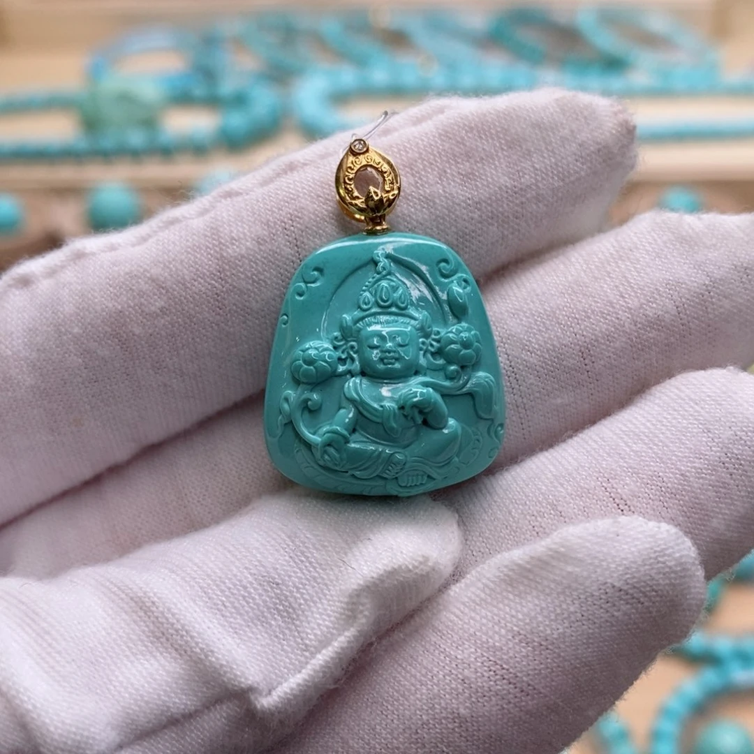 绿松石18K金镶嵌珠宝奇石