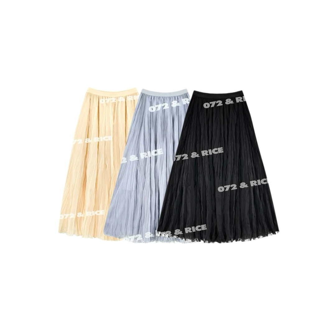 072 & RICE【莎莉裙】夏季休闲松紧腰褶皱半身裙 MZ92569