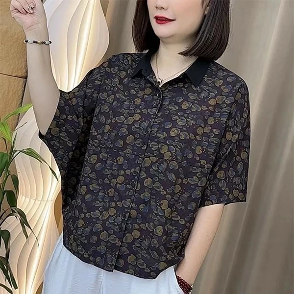 夏季百搭新款洋气气质短袖时尚宽松休闲显瘦薄款衬衫蝙蝠衫上衣