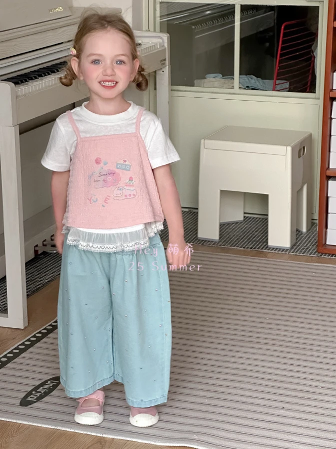 2025女童萌兮夏款韩版牛仔长裤薄款夏季百搭K668