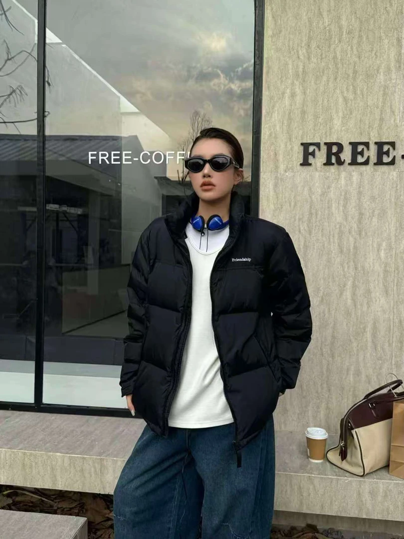 888-3402 黑色男女同款运动休闲黑色时尚羽绒服外套