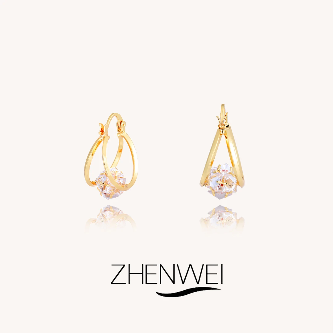 铜合金耳饰 ZHENWEI/甄薇  简约镂空球球耳环女小众高级感耳饰女