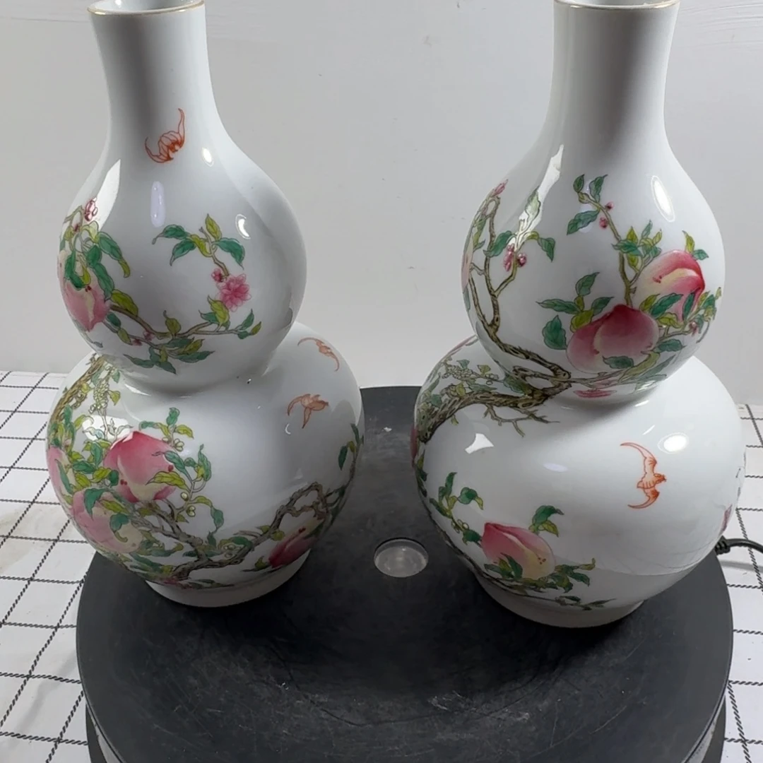 波***瓶粉彩花果纹陶瓷瓶