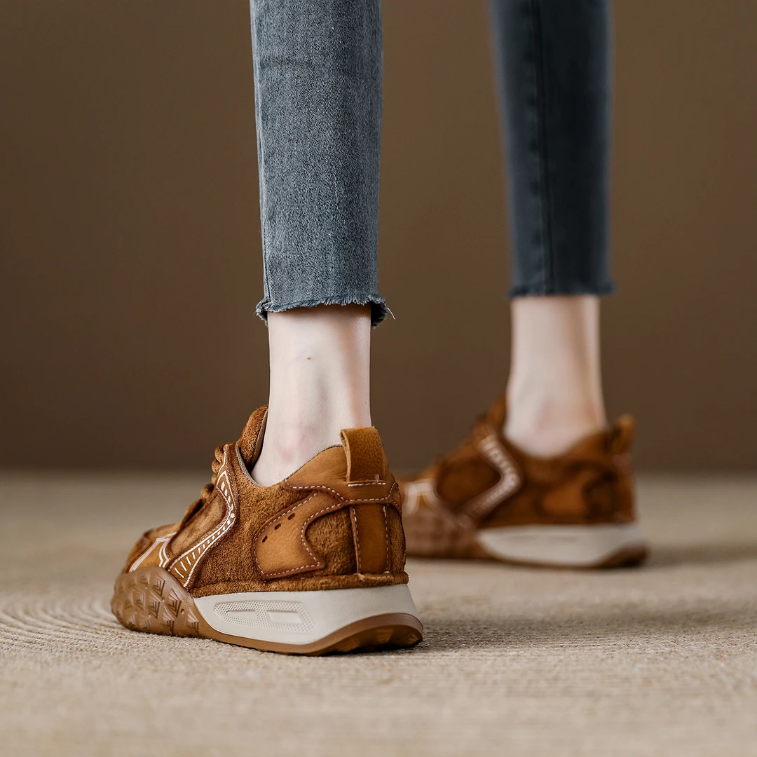 真皮透气老爹鞋女2025秋季新款阿甘运动鞋爆款休闲厚底轻便休闲鞋