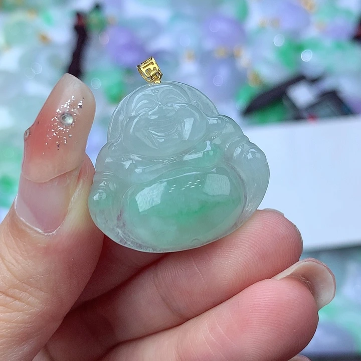 翡翠颈饰18K金镶嵌缅甸翡翠34