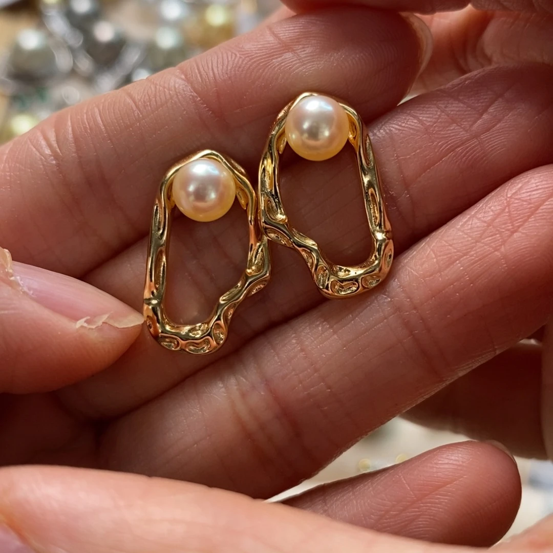 海水珍珠耳饰银S925镶嵌