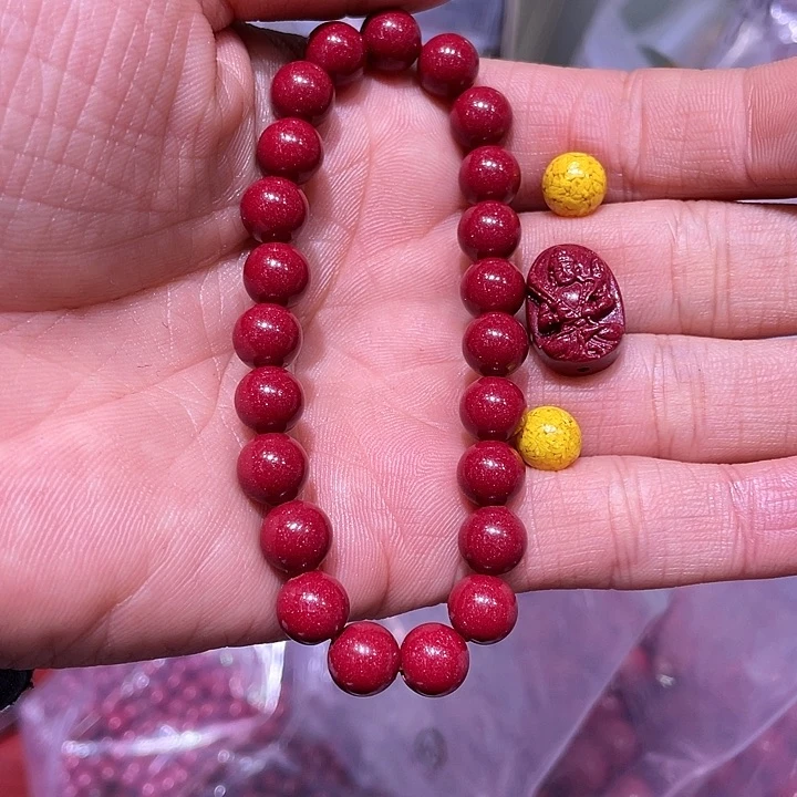 天然辰砂虚空藏8毫米两侧黄