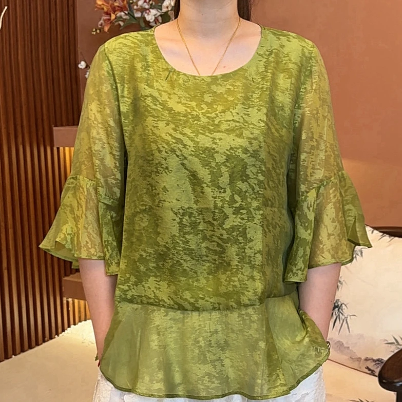 红熹潮（105/豆沙红）夏季新款时尚个性百搭短款显瘦新中式减龄上衣