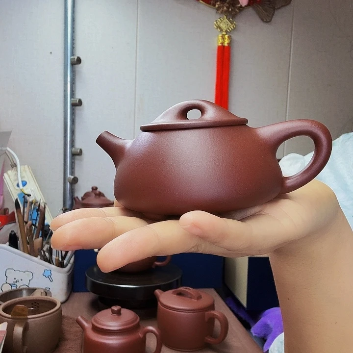 背***影茶壶紫砂景舟石瓢，微瑕处理，160毫升底槽清