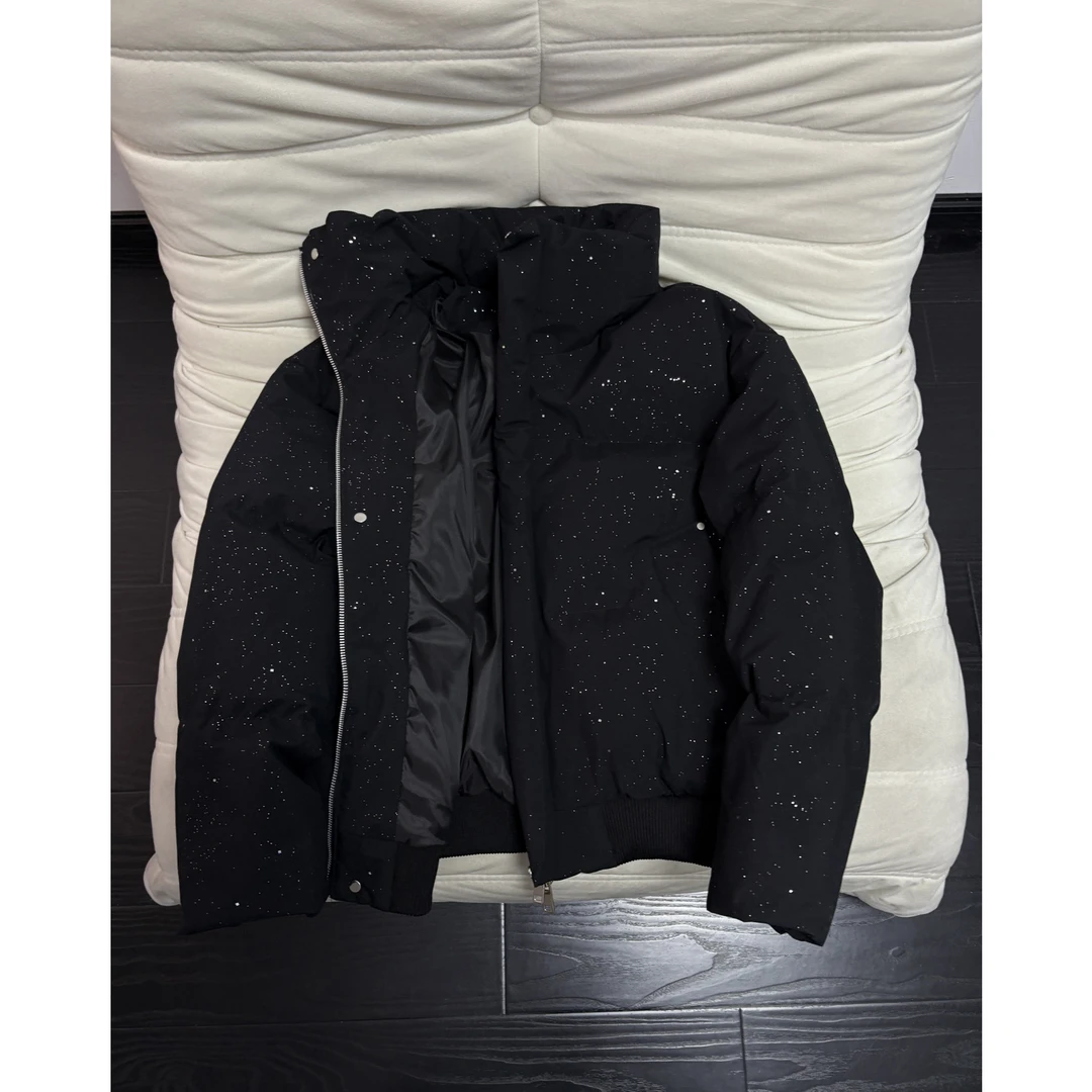 美式高街满天星棉服男女款冬季立领加厚保暖面包服宽松设计感棉衣