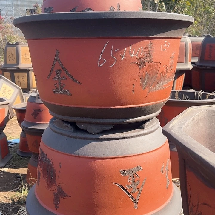 紫砂花盆口65高38