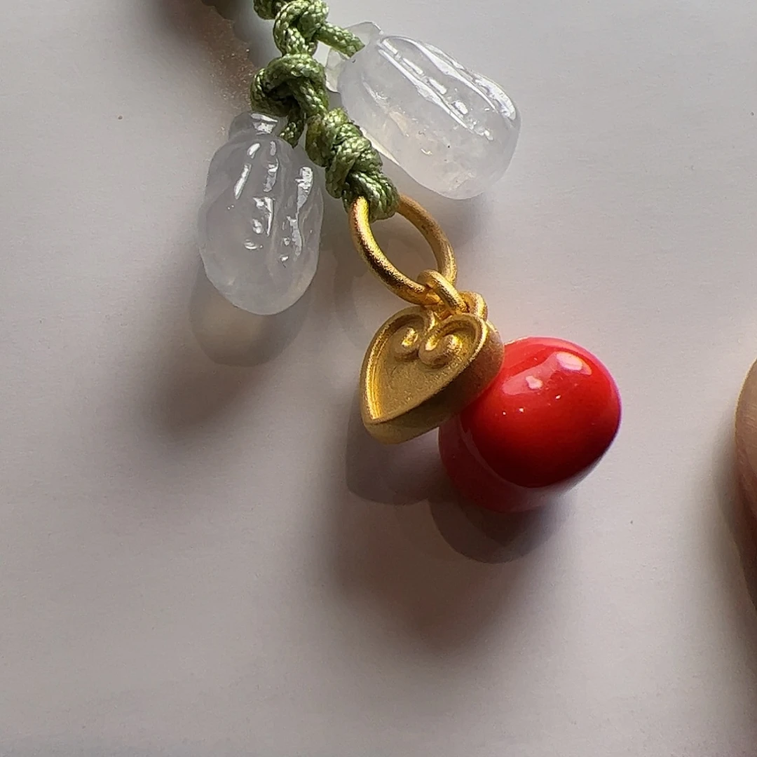 翡翠散珠翡翠花生手机挂