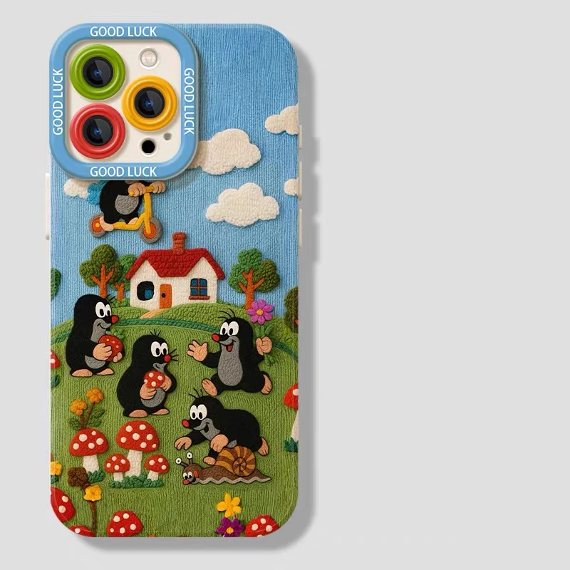 可爱鼹鼠适用iPhone16ProMax手机壳15苹果14软13瞳影12磨砂11xsxr