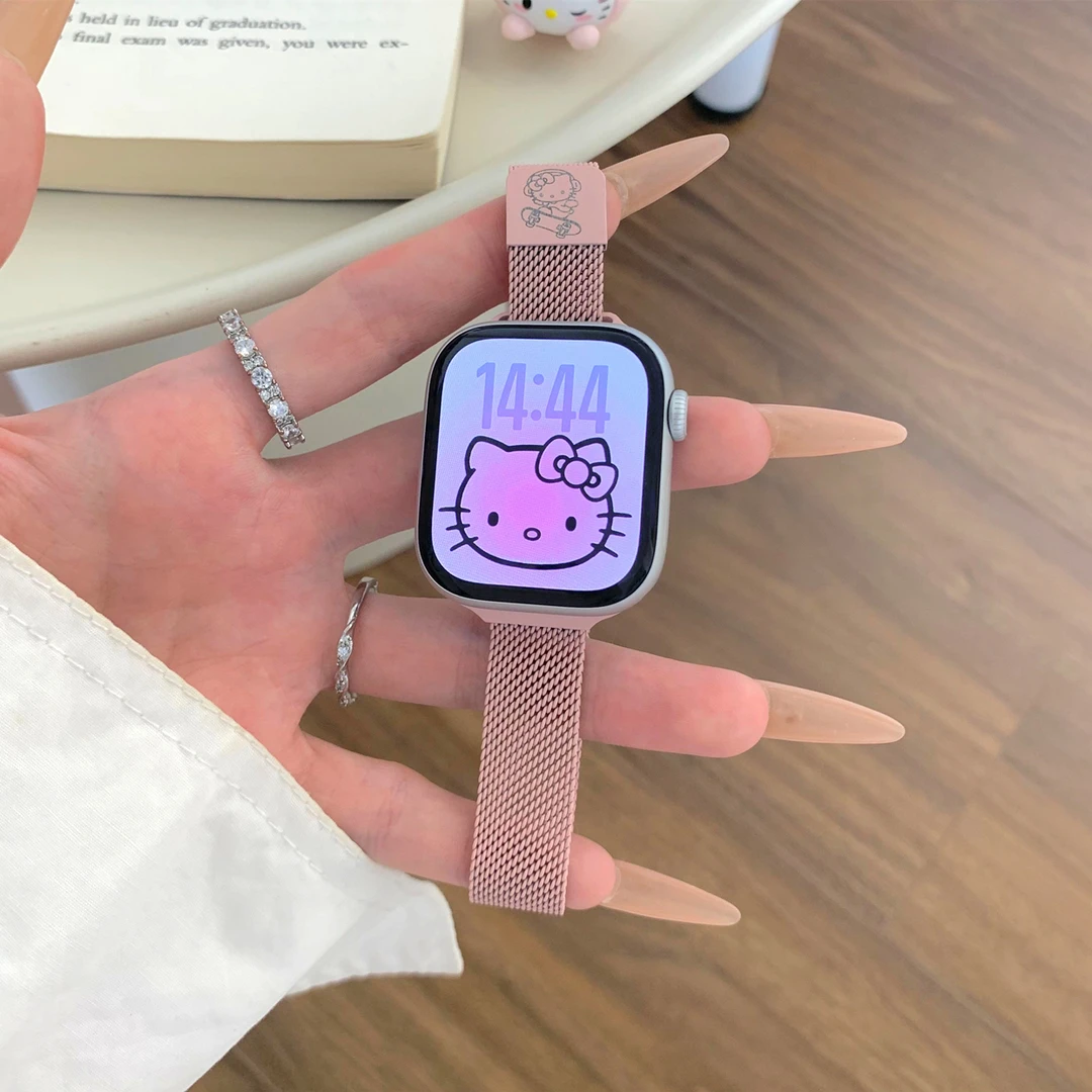 适用苹果手表iwatchS10细款SE滑板KT猫7米兰S8表带applewatchS9夏