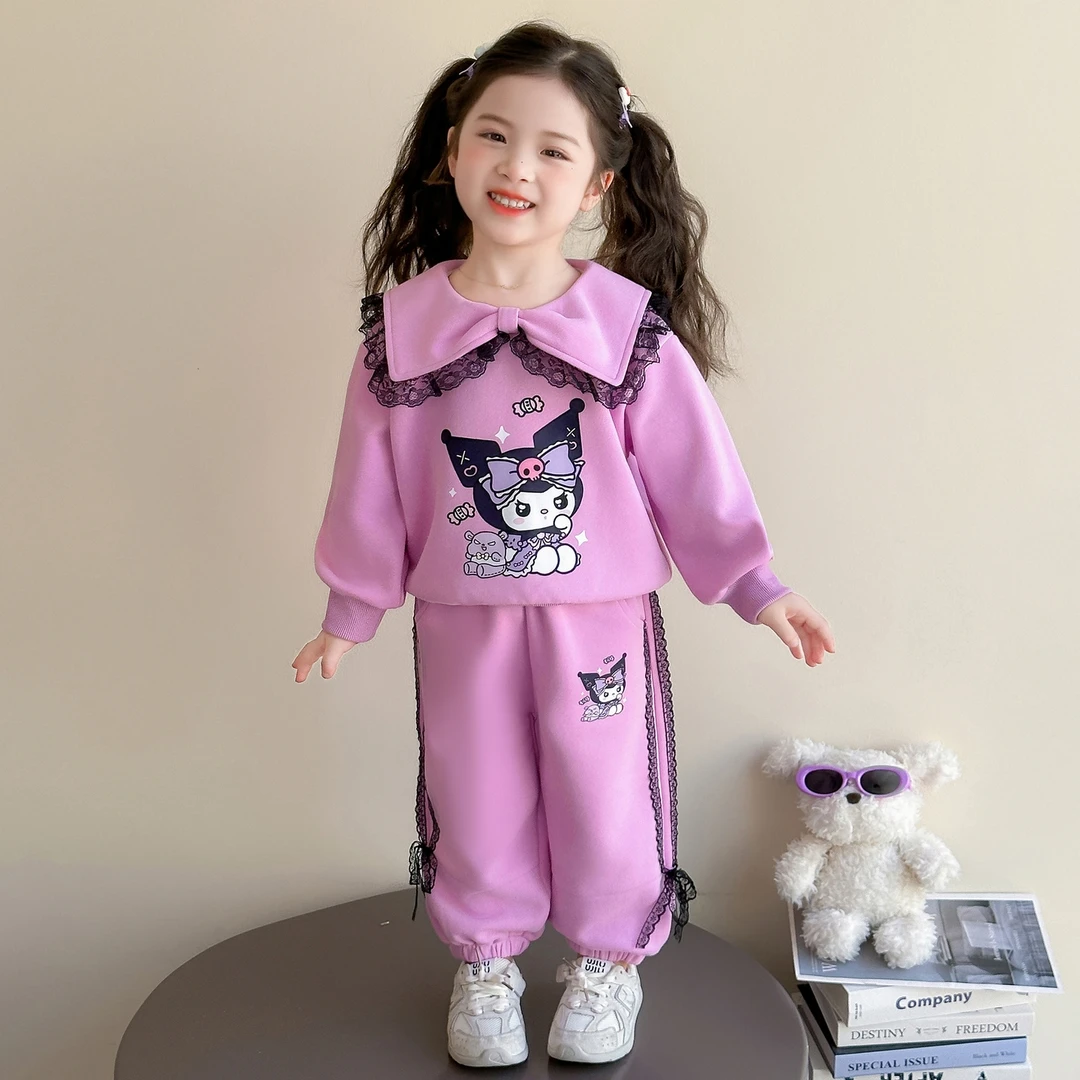 女童秋季库洛米套装洋气儿童网红春秋装小女孩花边卫衣休闲两件套