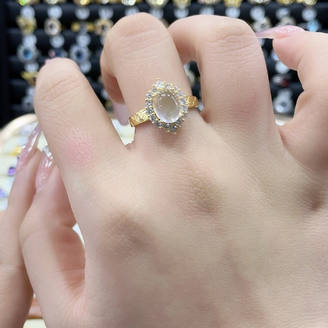 芙蓉石戒指银S925镶嵌