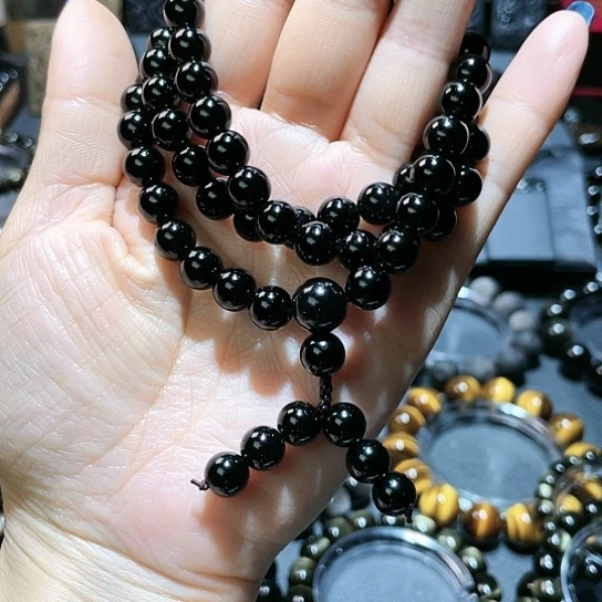黑曜岩手串未镶嵌大*琴       10mm108