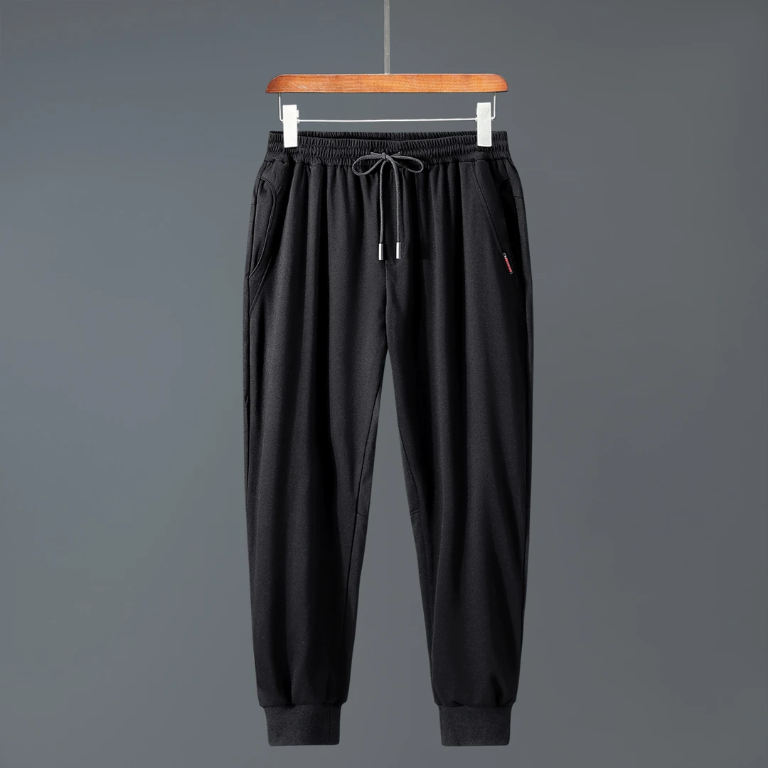 加肥加大300斤男裤子特大码男装潮胖子束脚休闲裤运动冰丝裤弹力