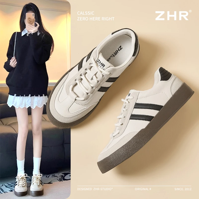 ZHR/则则复古增高德训鞋2025春季新款舒适休闲鞋柔软轻便透气板鞋