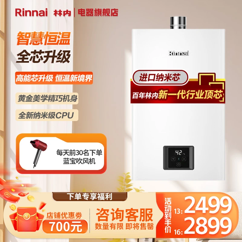 【小蛮腰】林内GS41燃气热水器天然气强排式即热恒温水气双调两用