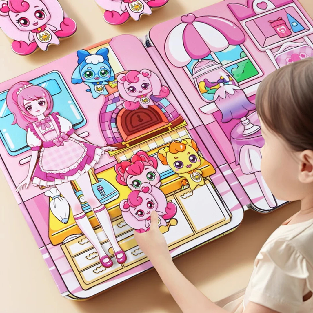 萌可磁力安静书磁吸游乐园3到6岁男孩女孩手工益智创意粘贴书