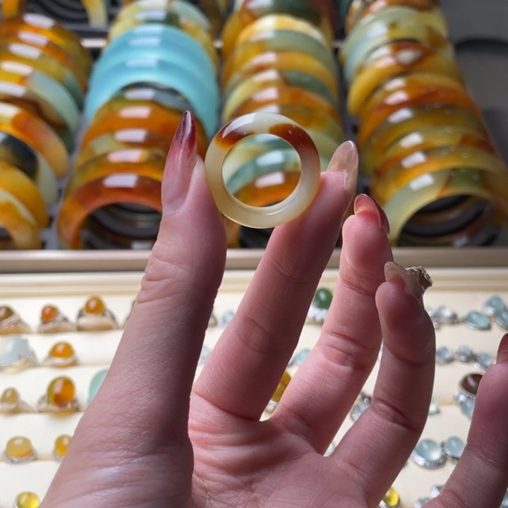 蛇纹石玉戒指圈未镶嵌云*雾17