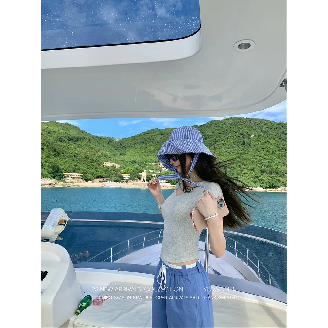 YESWOMEN包肩瘦瘦T·經典修饰脸型V领设计 拉比例XYF7351B3444婷