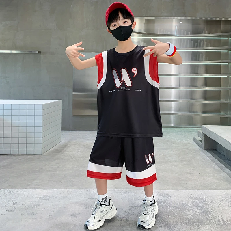 篮球服无袖套装男童夏装运动服球衣儿童速干运动训练服中大童薄款