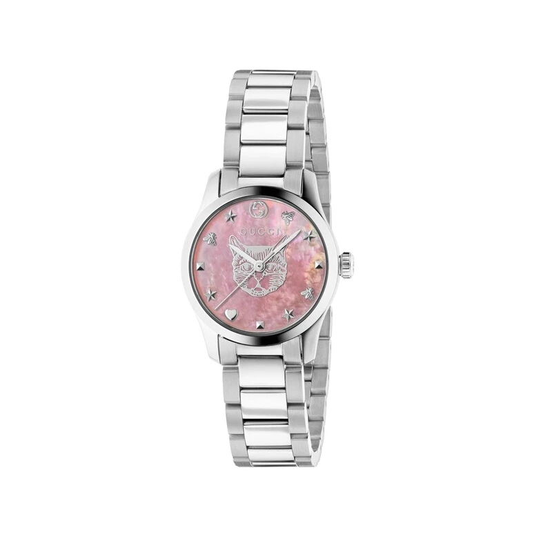 【九月专属】GUCCI古驰Timeless系列粉色猫头石英女表27MMYA1265013