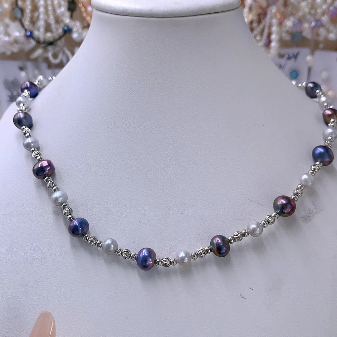 银S925镶嵌淡水珍珠发饰