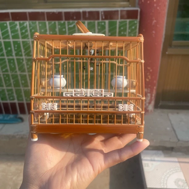 李永攀蝈蝈笼南笼亮笼迷你鸟笼竹笼鸣虫黄山手工书包蝈蝈笼