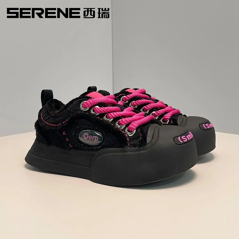 西瑞女鞋厚底增高大头鞋男女同款时尚小众休闲鞋摇滚甜心潮流板鞋