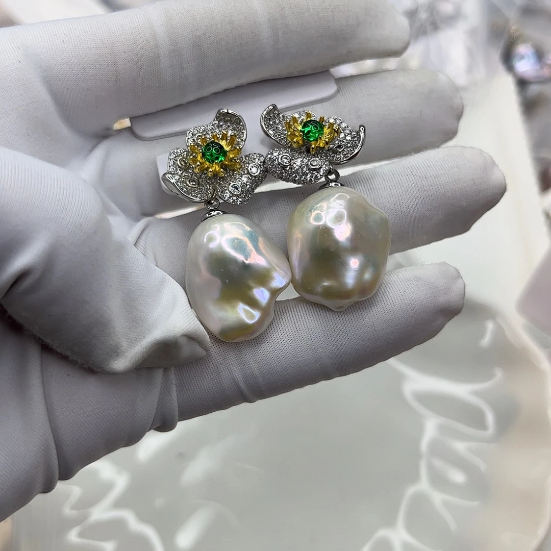 合金淡水珍珠耳饰