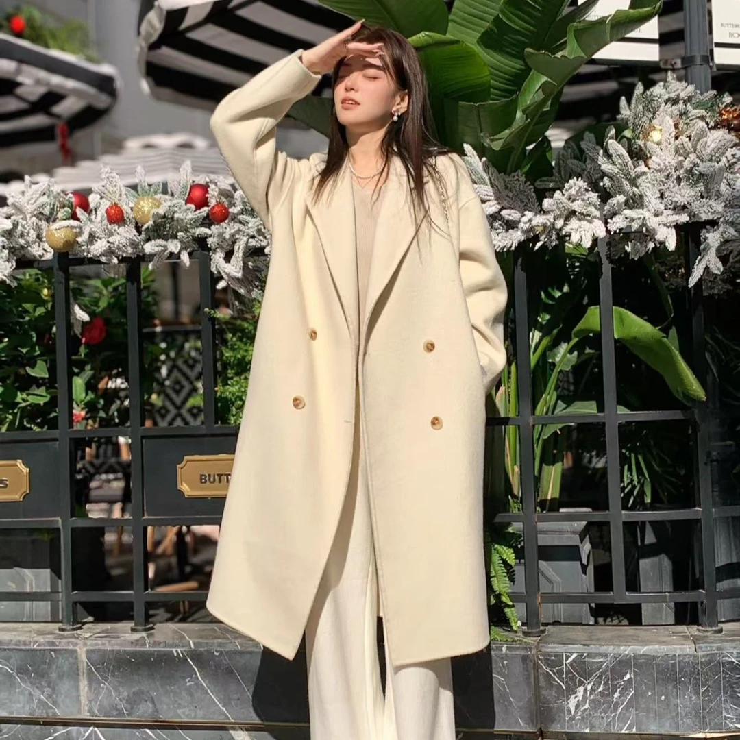 【Kai卡伊】2024新款双面羊毛大衣中长款女时尚双排扣-2288