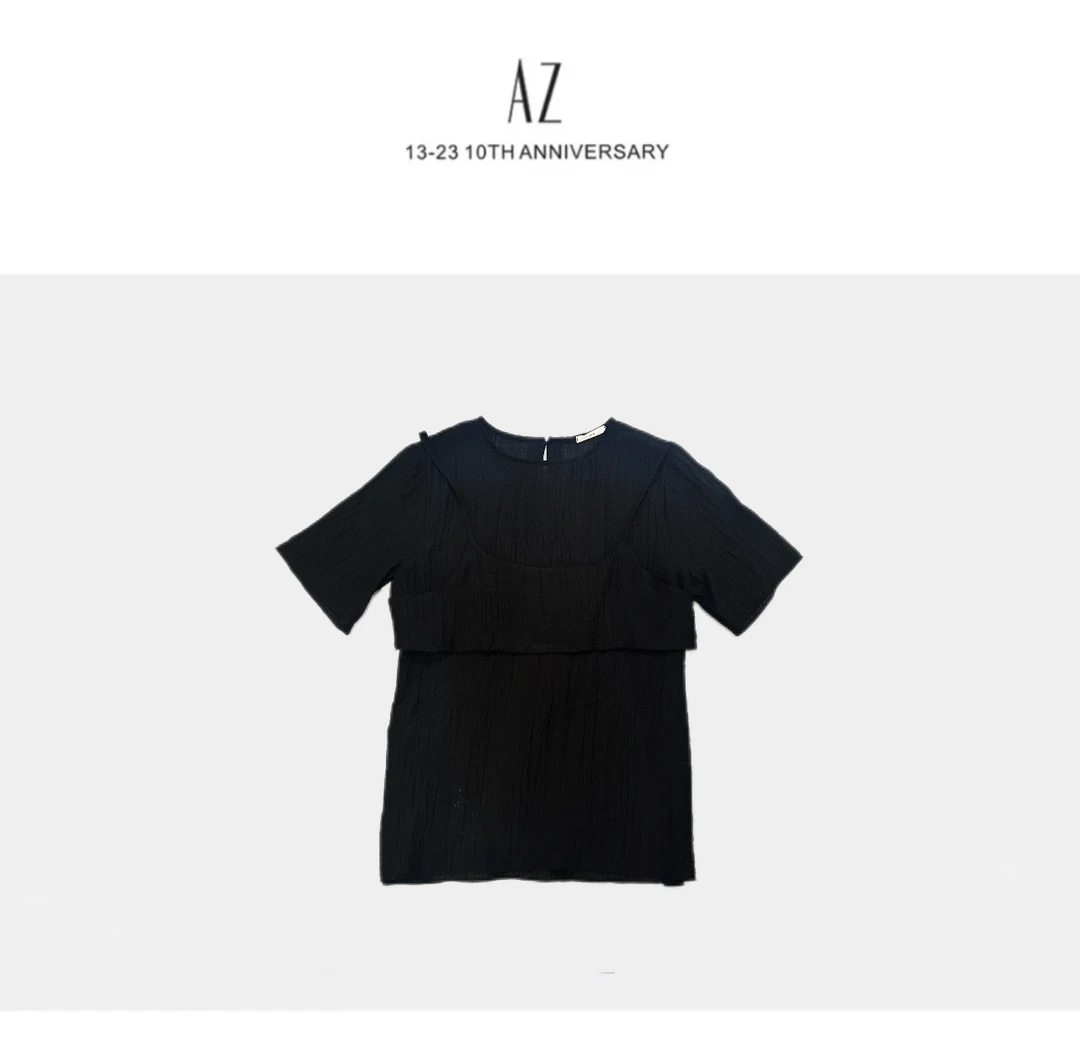 LIS&AZ-闪闪网纱两件套短袖g4192