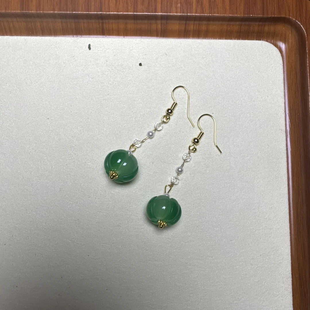 铜合金珐琅耳饰 南瓜珠耳坠原创设计小众时尚百搭简单大气210