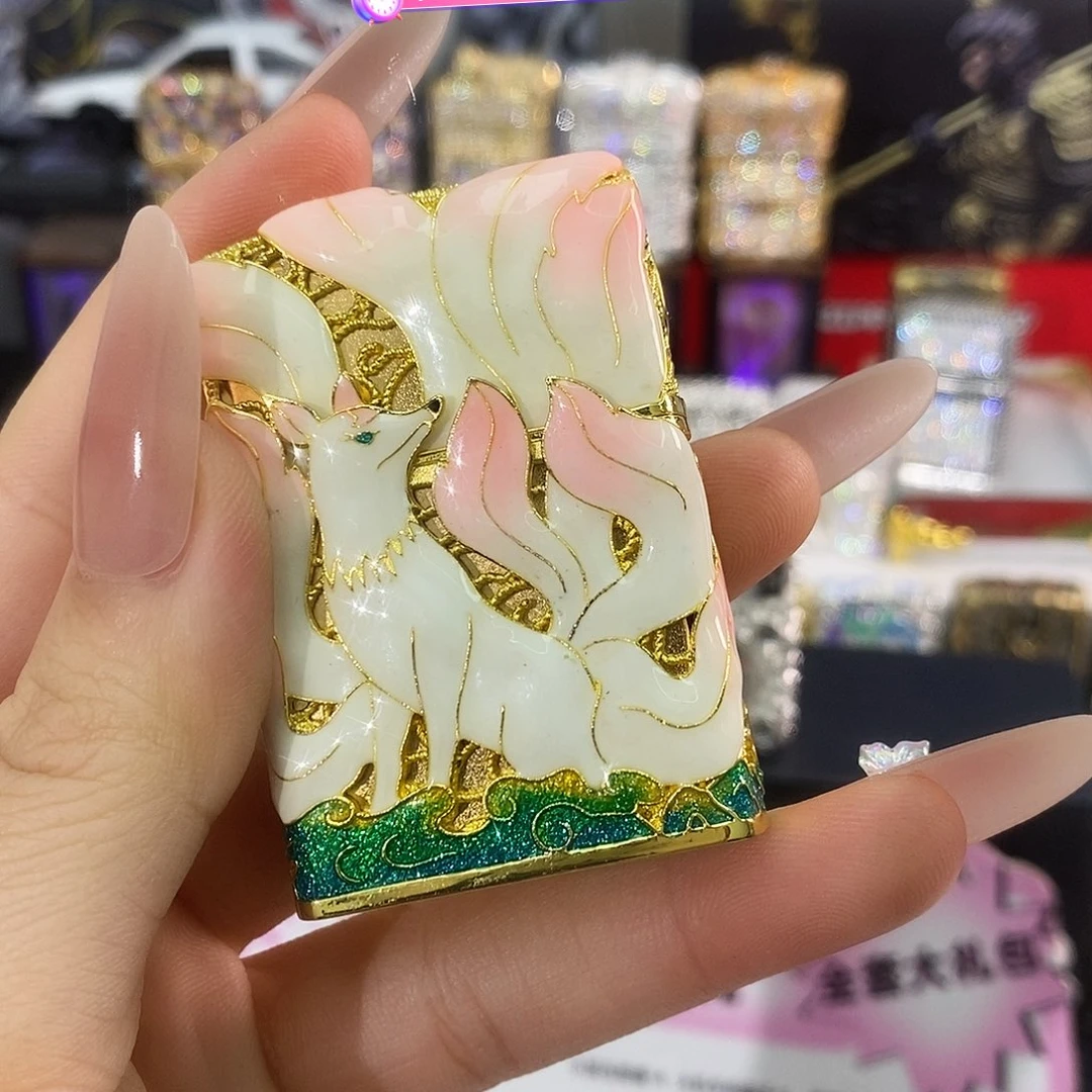 铜吴*安zippo粉色夜光九尾送一整套
