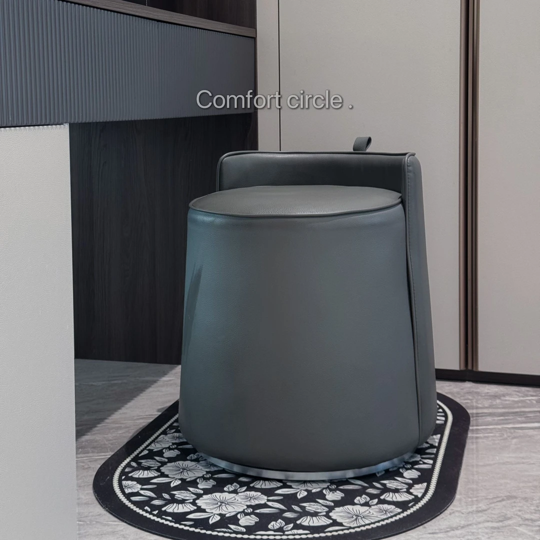 韵梦源轻奢化妆凳ins网红梳妆凳靠背实木化妆椅客厅凳真皮小矮凳