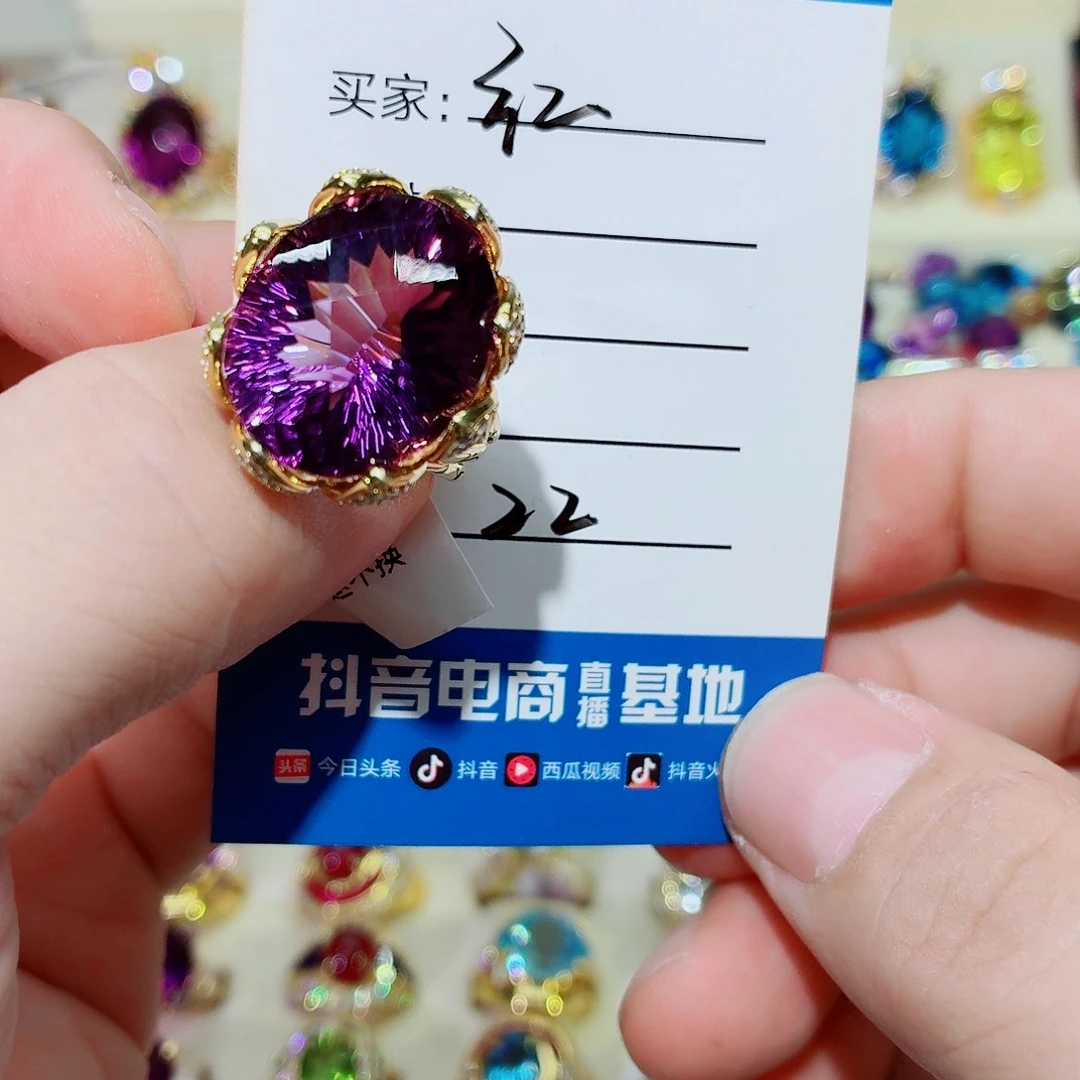 红***戒指银S925镶嵌水晶