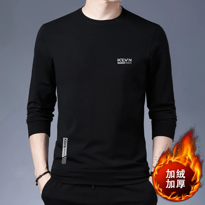 【厂家直销】秋冬长袖T恤春秋外穿长袖男士t恤中年宽松打底衫纯色