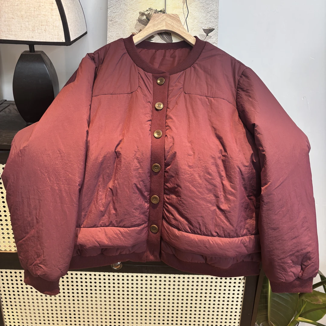 染禧衣长61 秋冬款 复古保暖拼接棉服外套女休闲时尚短款