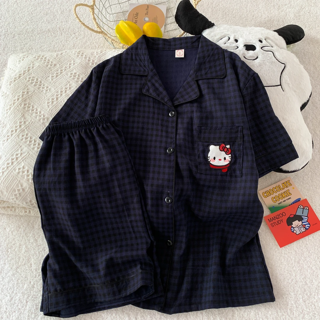 2025新款可爱卡通云朵棉睡衣女款夏季短袖短裤套装开衫家居服夏天