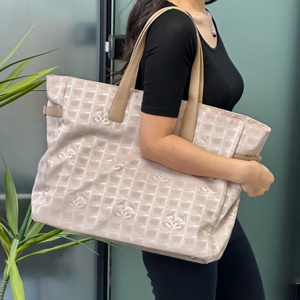 95新 Chanel/香奈儿 中古粉色宾格大托特 有防尘袋