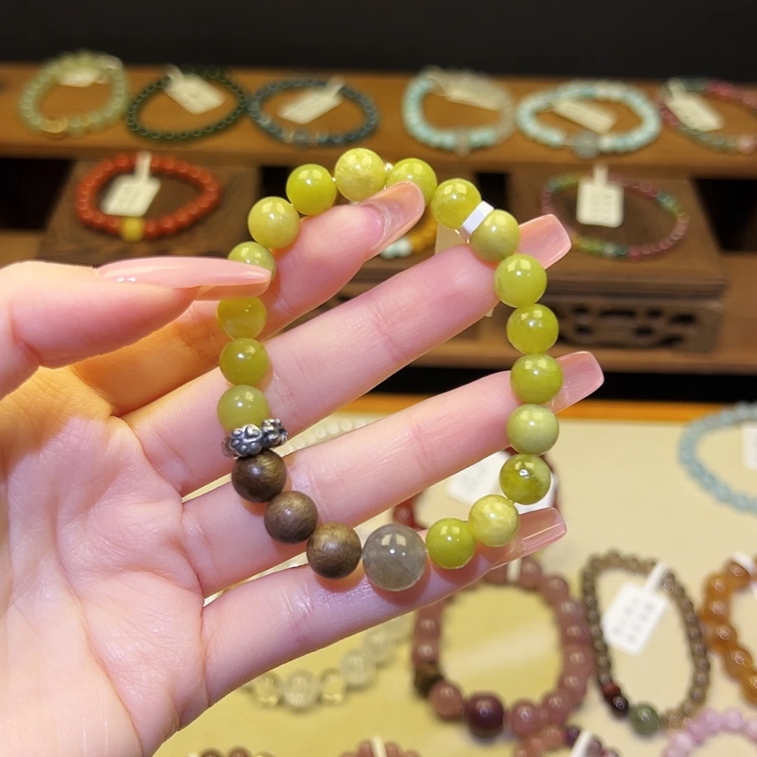 水晶手串银S925镀金镶嵌绿2016