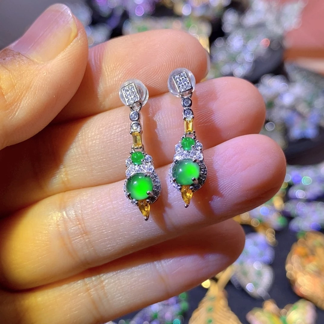 吊坠(不含链)银S925镶嵌翡翠