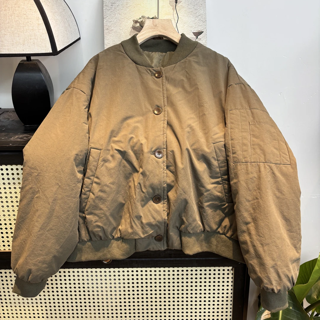染禧  独特超好看美式复古冬短款棉服棒球服飞行服外套时尚休闲