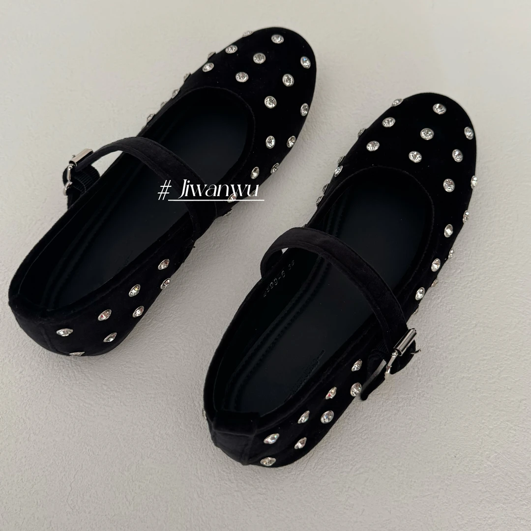 黑色平底单鞋高级气质圆头女鞋