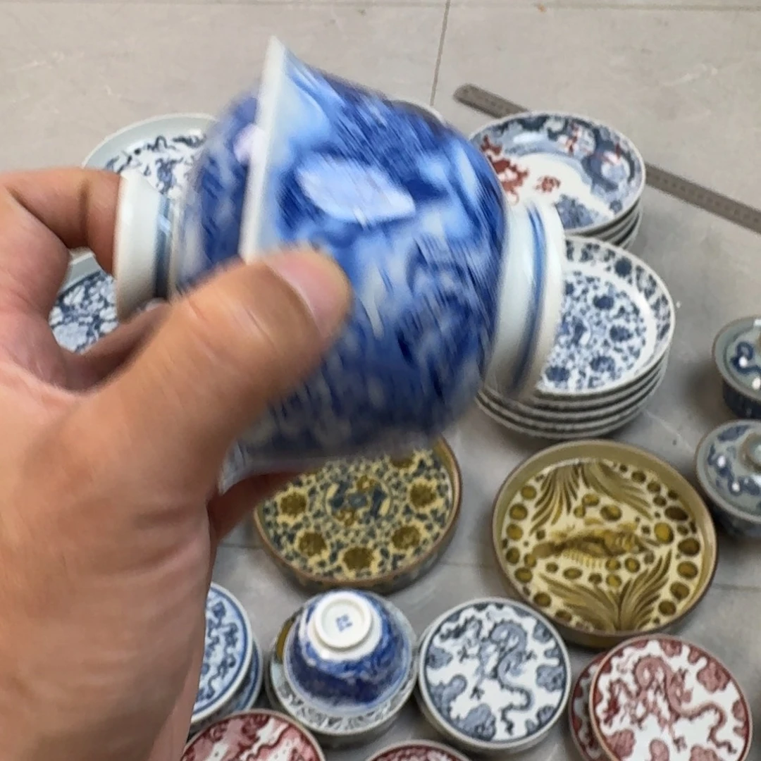 拜***林杯腾龙献宝两才盖碗微瑕