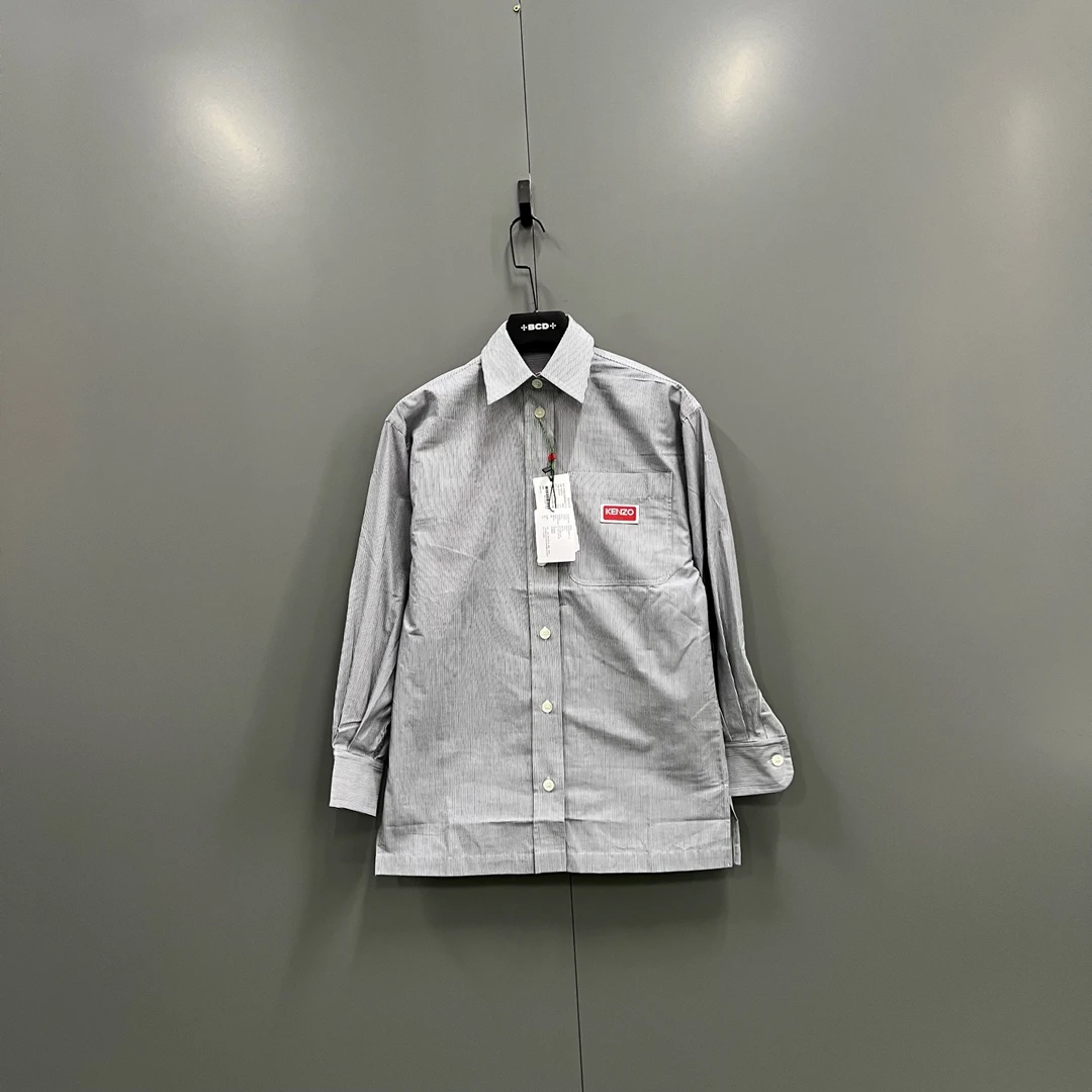 99新 KENZO/肯佐 h821 条纹贴标logo衬衫 32码 016768